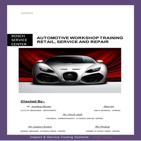 Automotive workshop training retail, service and repair 