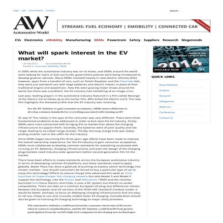 Automotive World Online - What will Spark Interest in the Electric Vehicle Ma...