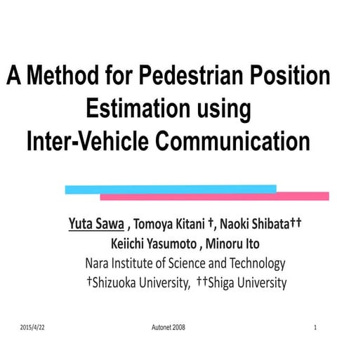 (Slides) A Method for Pedestrian Position Estimation using Inter ...
