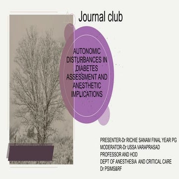 Autonomic neuropathy and anesthetic implications