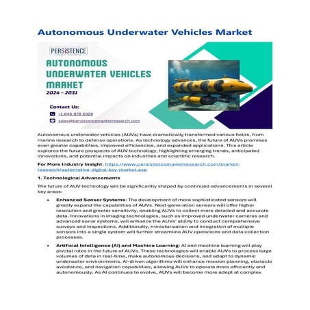 What is the future of Autonomous Underwater Vehicles technology? | PDF