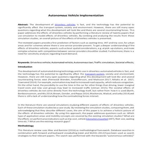 Autonomous vehicle implementation