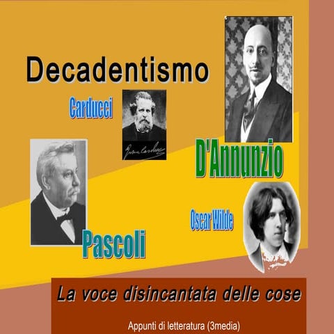 Autori del 1800 Decadentismo, Carducci, Pascoli, D'Annunzio, Wilde