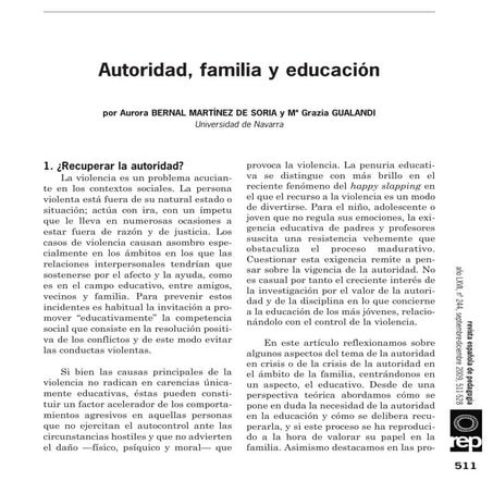 Autoridad, Familia y  Educación