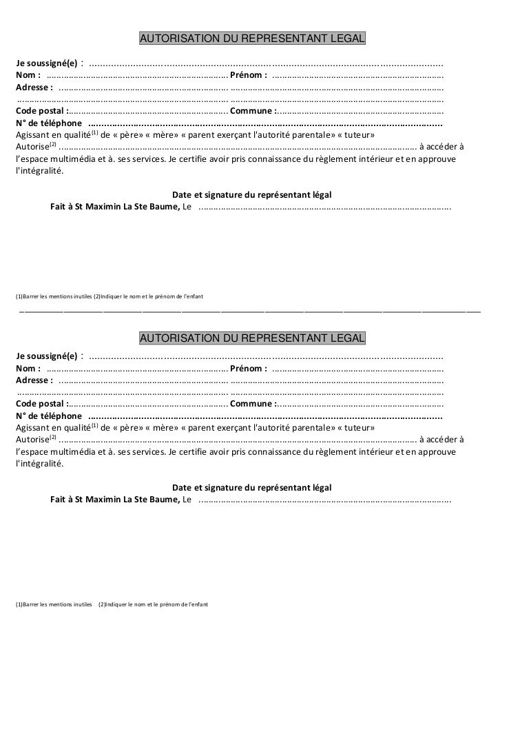 Autorisation Droit à L'image Mineur Modèle Word
