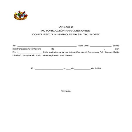 Autorizacion menores. un himno para salta lindes. anexo 2