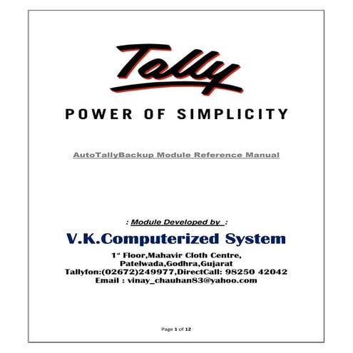 Auto Tally Backup Reference Manual