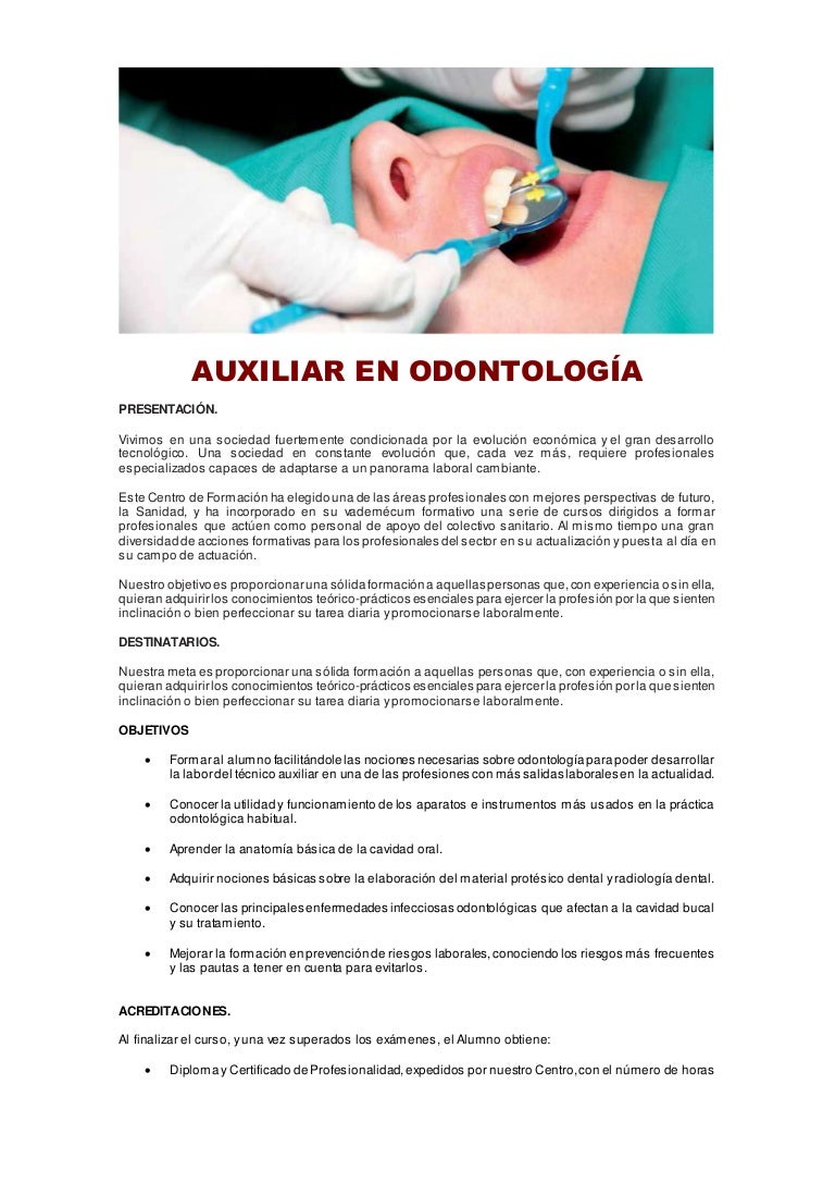Auxiliar en odontología