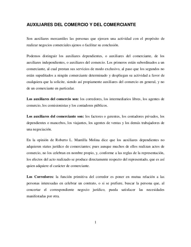 Auxiliares del comercio y del comerciante
