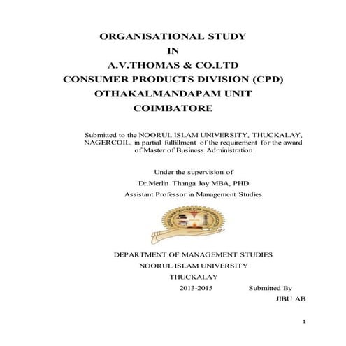 Av.thomas organisational study report | DOCX