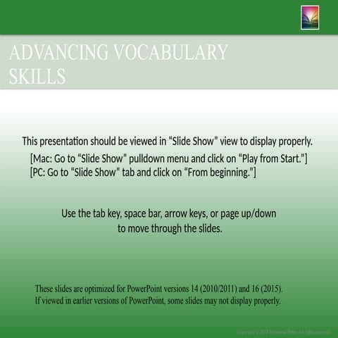 Advancing Vocabulary Chapter 1 for CoreK
