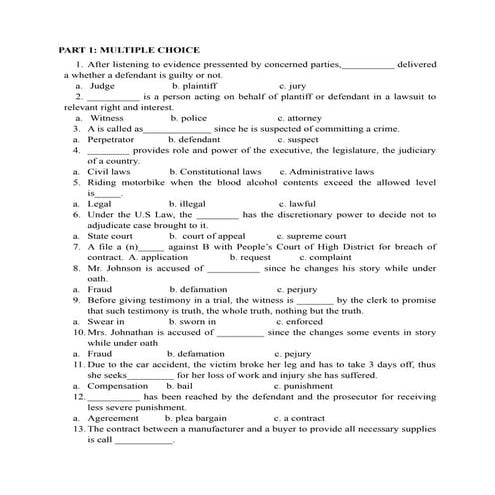 Tài liệu đề cương Học phần anh văn chuyên ngành luật