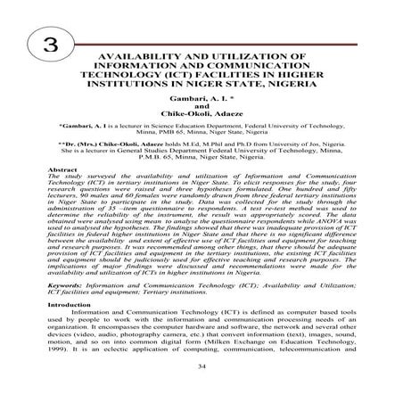 Availability and utilization of information and communication technology  ict...