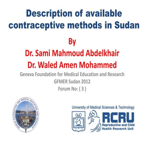 Availability of family planning methods in sudan