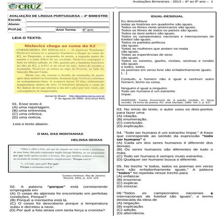 Aval 8ºano 4ºbimestre