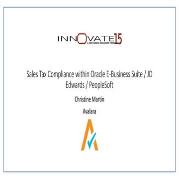 Sales Tax Compliance within Oracle E-Business Suite / JD Edwards / PeopleSoft