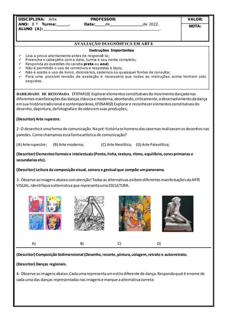 Avaliação de Arte 2º Ensino Médio | PDF