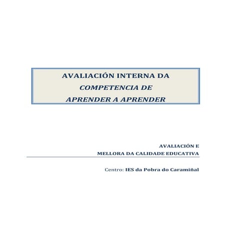 Avaliacion interna da competencia aprender a aprender