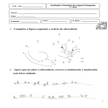 Avaliação Língua Portuguesa - 2.º período