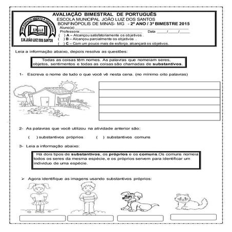 Avaliação Bimestral  de Português