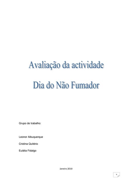 Avaliação das crianças do Dia do Não Fumador