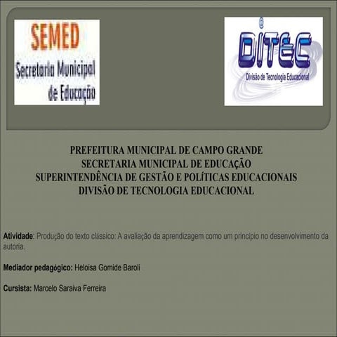 Avaliação da aprendizagem - AVA 2012