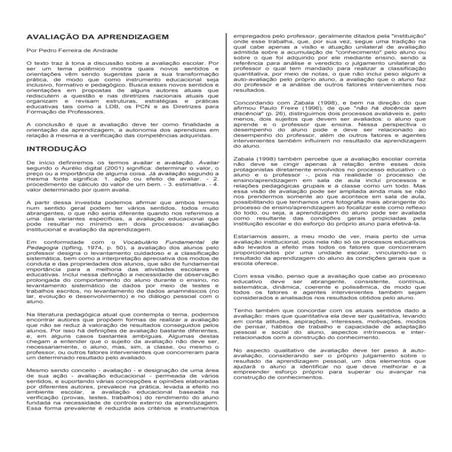 Avaliação da aprendizagem