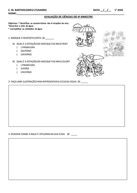 Avaliação de ciencias 4 bimestre 2014