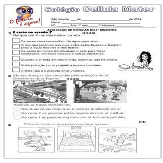 Avaliação de ciências 4° bimestre d...