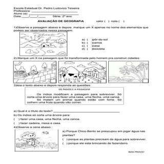 Avaliação de geografia 4ºbimestre
