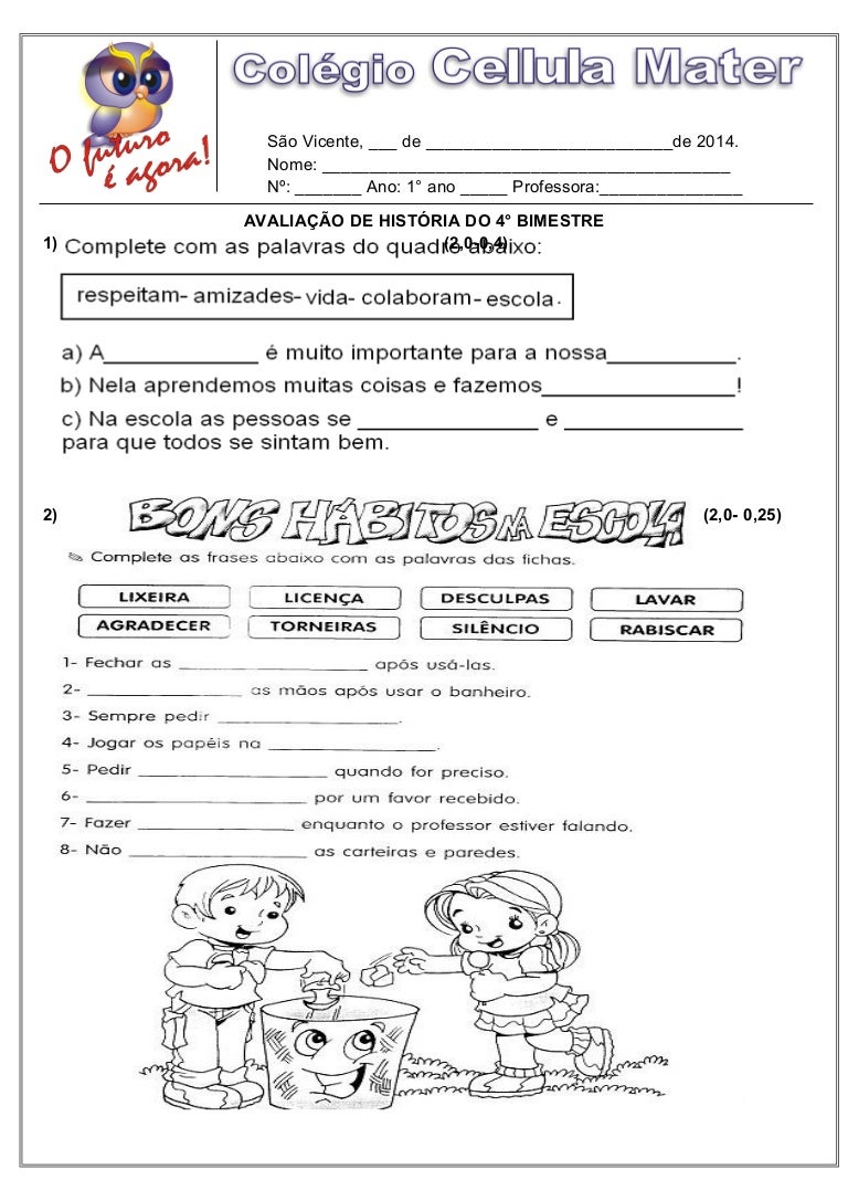 Atividades De Historia 4 Ano 1 Bimestre