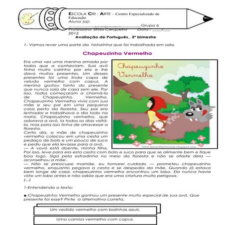 Avaliação de português