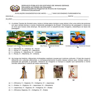 Avaliação diagnóstica arte 6 e 7 an...