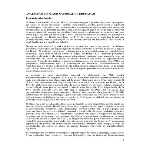 PLANO NACIONAL DE EDUCAÇÃO -PNE | PPT