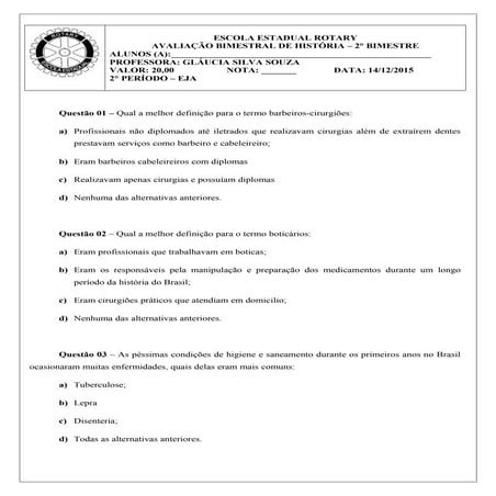 Avaliação eja 2° período