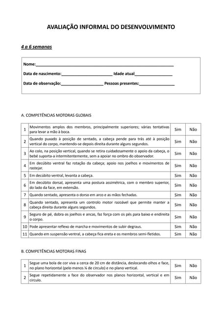 Avaliação informal do desenvolvimento