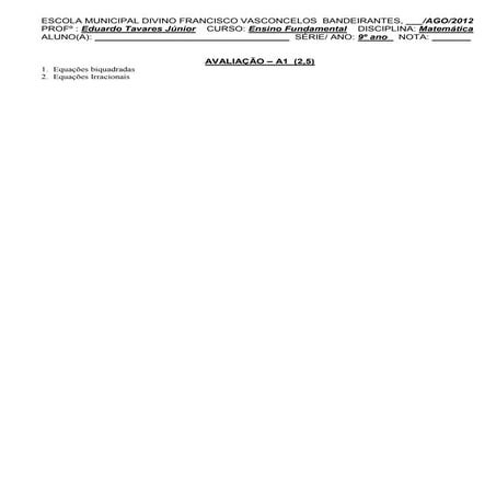 Avaliação 6º ano matemática | DOCX