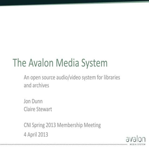 The Avalon Media System: An Open Source Video/Audio System for Libraries and ...