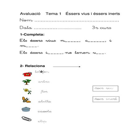 Avaluacio essers vius i inerts