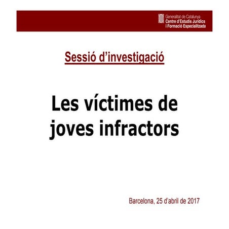 Sessió d'investigació 'Les víctimes de joves infractors'. Avaluació projecte ...