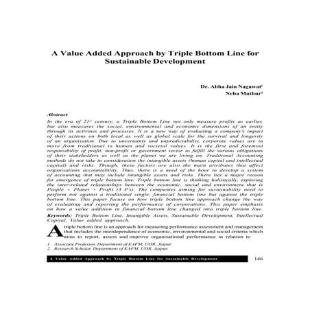 A value added approach by triple bottom line for Sustainable Development