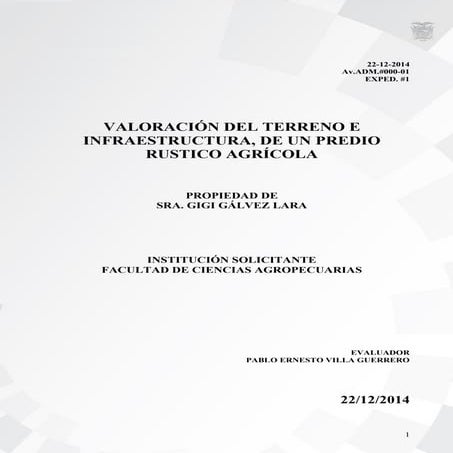 Avaluo hacienda agricola