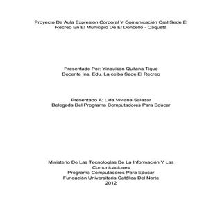Proyecto De Aula Expresión Corporal...