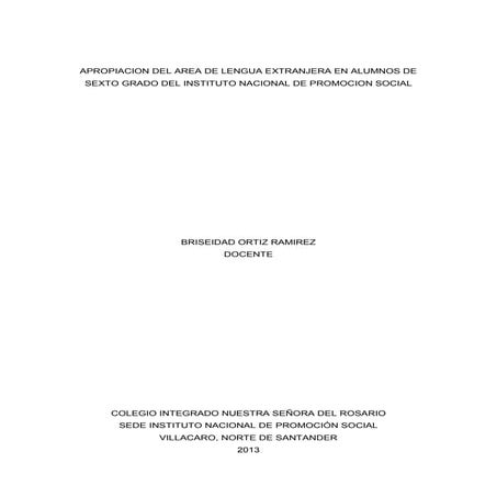 APROPIACION DEL INGLES EN LOS ESTUDIANTES