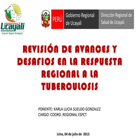 Avances regionales en la lucha contra la TB en el año 2013 en el departamento...