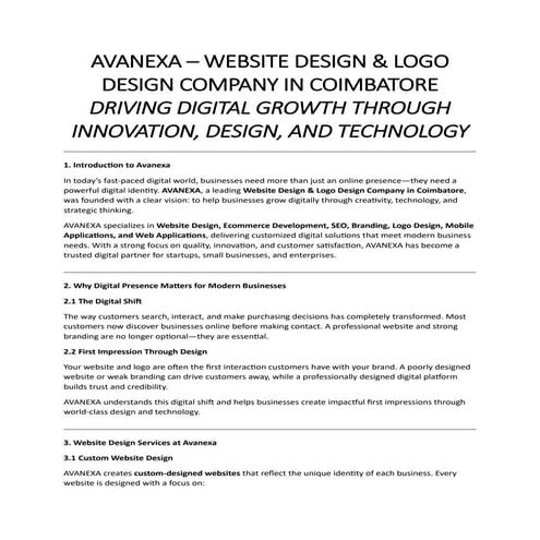 AVANEX Website Design Company in Coimbatore .pdf