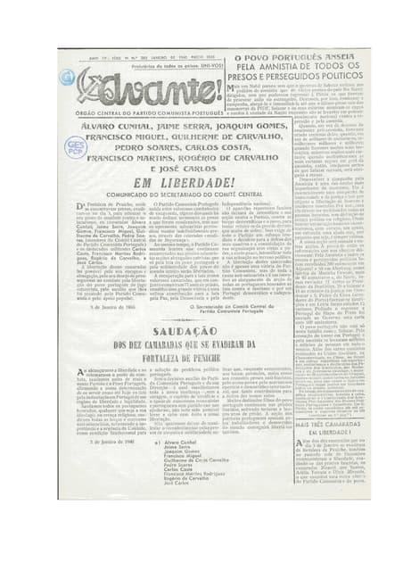 Avante1960 sobre a fuga do Cunhal