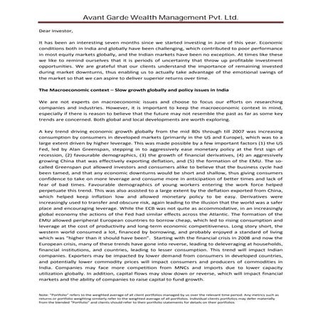 Avant Garde Wealth Mgmt - Quarterly letter - 1112