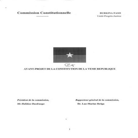 Avant projet de constitution de la Ve République du Burkina