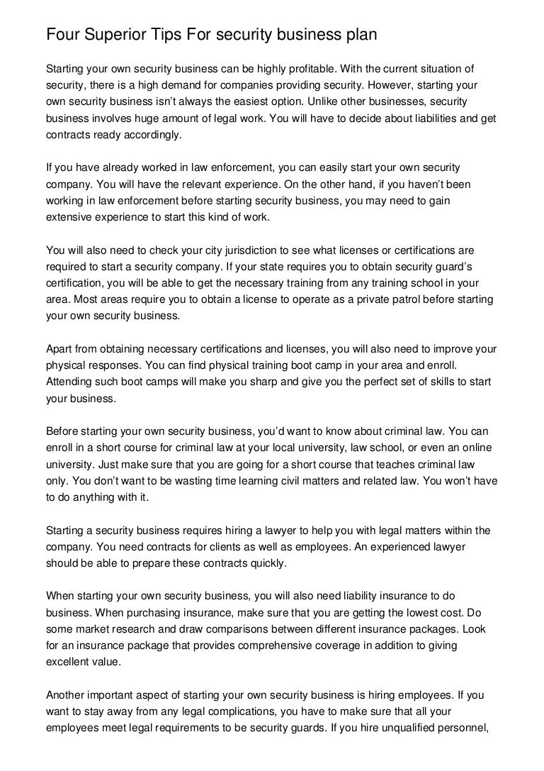 avarietyofexemplaryideasforsecuritybusinessplan 20130419 043936 130419034006 phpapp01 thumbnail 4 jpg cb 1366342822 how to start a security company